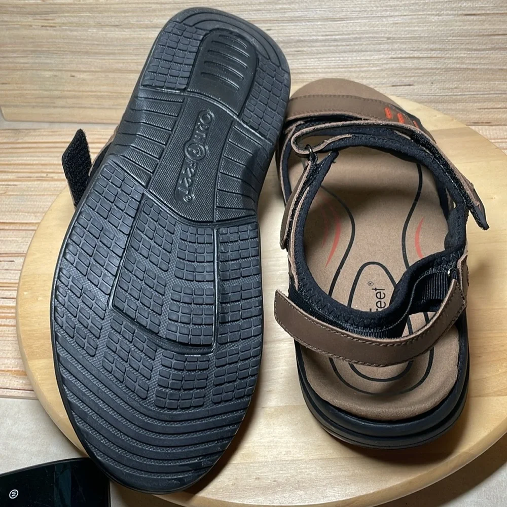 ORTHOFEET CAMBRIA brown STRAPPY SANDALS 562 MENS SIZE 13 2E wide